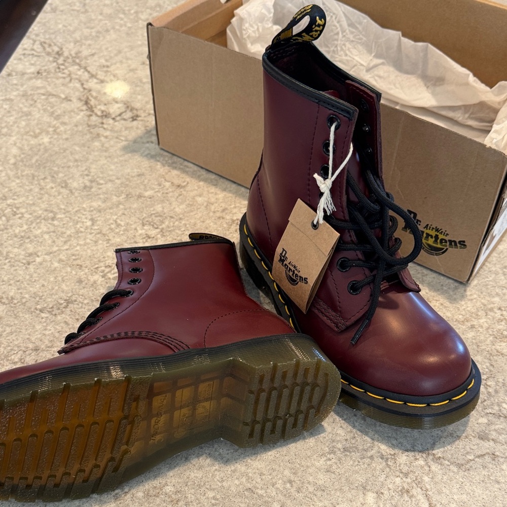 Dr. Martens Cherry Red Leather Boots (1460)